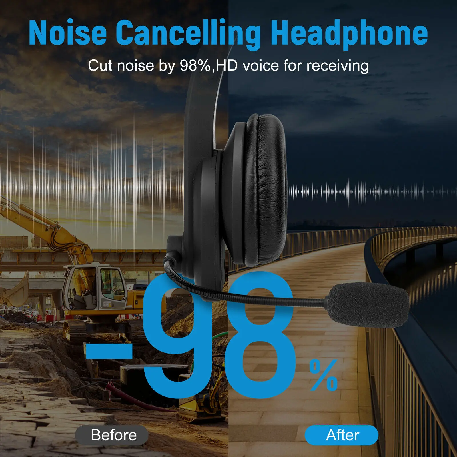 Bluetooth 5.0 Office Trucker Headset Noise Cancelling Handsfree Headphone w/Mic for Truck Driver Office Business Home PC wireless bluetooth earbuds