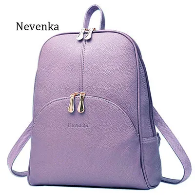 NEVENKA женский рюкзак, кожаные рюкзаки, мягкие сумки, брендовая сумка в сдержанном стиле, Повседневная сумка, рюкзак и сумка для подростков - Цвет: purple