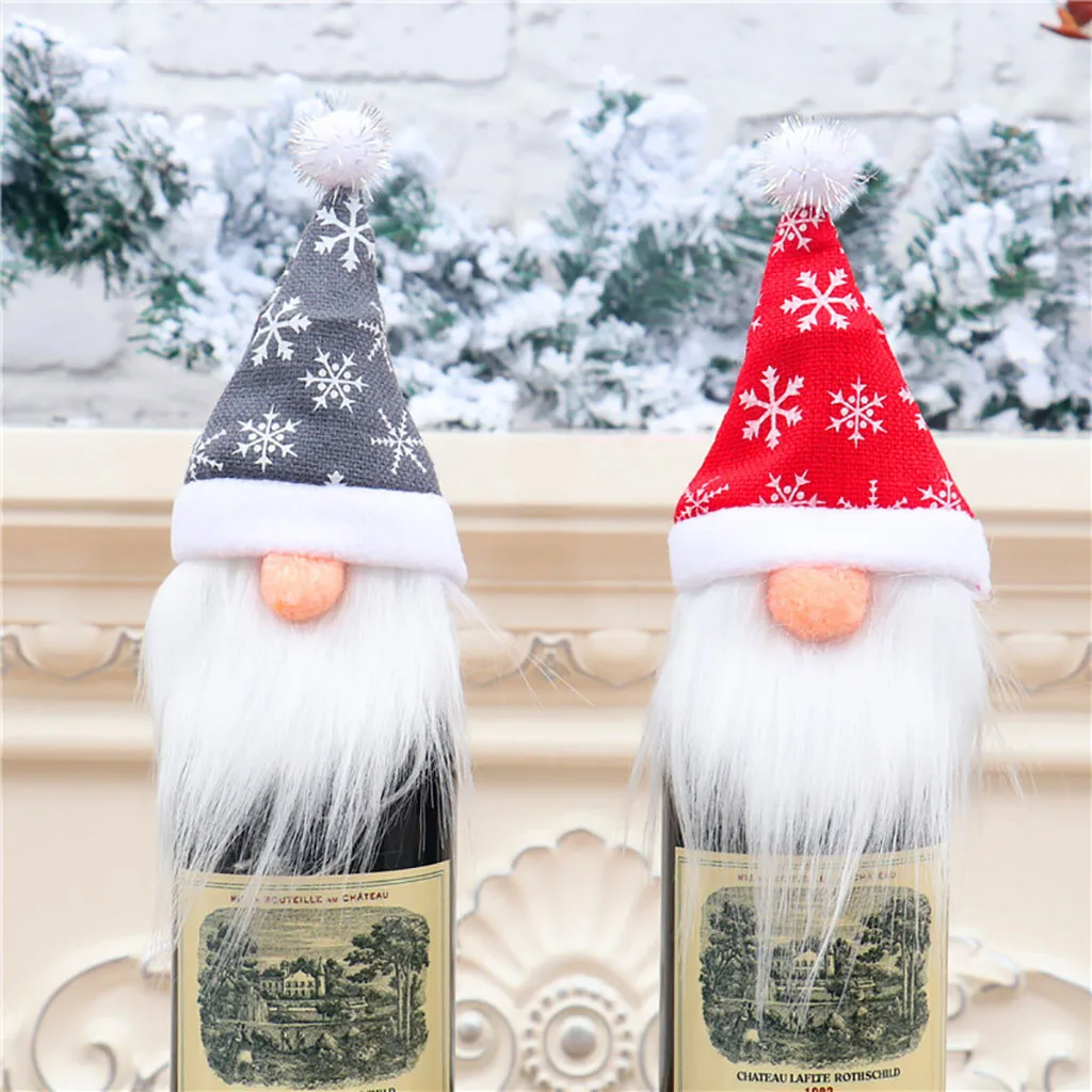 

Christmas Decor Faceless Gnome Santa Doll Pendant Xmas Tree Hanging Xmas Decorations Christmas Wine Bottle Cover Dinner Party