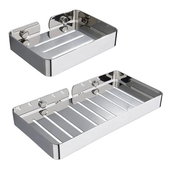 

Creative Bathroom Nail-free Seamless Rack Stainless Steel Soap Box Bathroom Shower Dish Storage Plate Tray Drain Holder