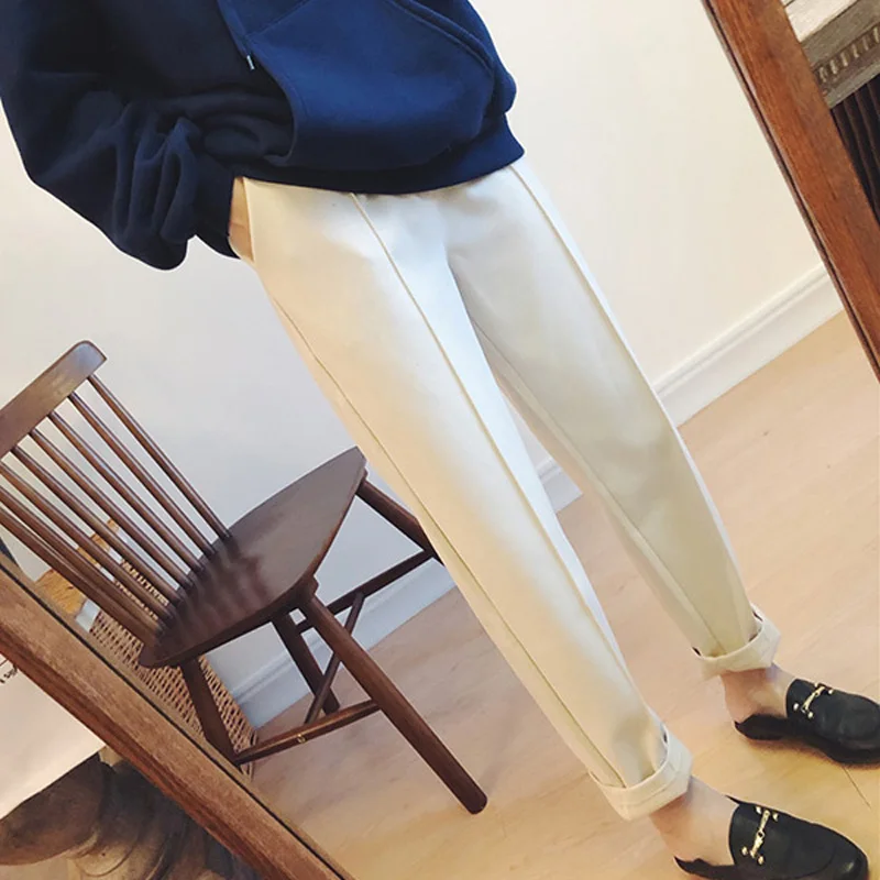 Harem Pants Autumn and Winter Women Thick Pants High Waist Ankle-length Pants Female Loose Casual Straight Suit Pants 6991 50