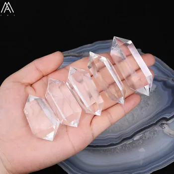 

Natural White Quartz Double Point Column Mineral Ornament Healing Jewelry Couple Home Crystal Decoration DIY Gift DQKWJT-01AMAC