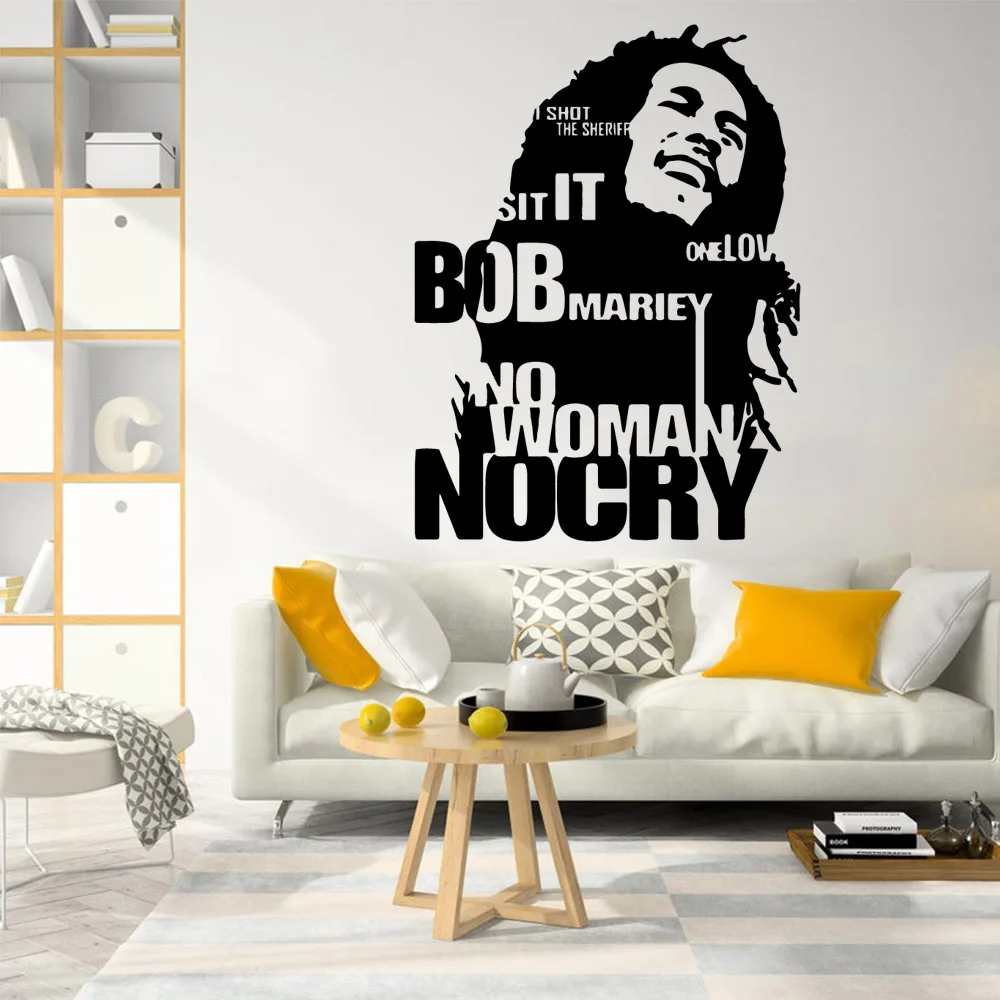 Colorful Soul Music Singer Bob Marley Removable Art Vinyl Wall Stickers For Kids Rooms Waterproof Wall Art Decal