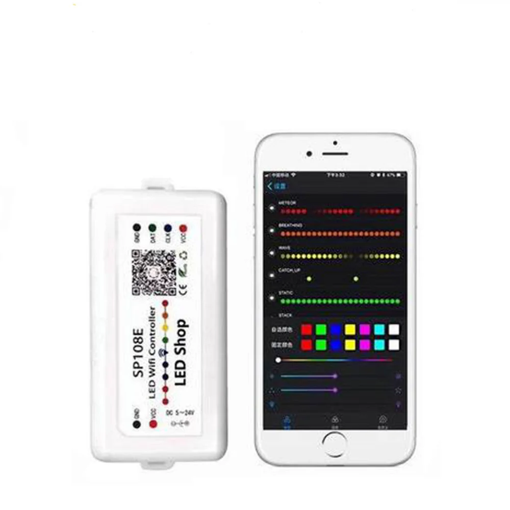 DC5-24V WI-FI Bluetooth SP108E пикселей IC SPI музыкальный светодиодный пульт управления с помощью приложения для телефона для WS2812 SK6812 SK9822 RGBW APA102 LPD8806 полосы