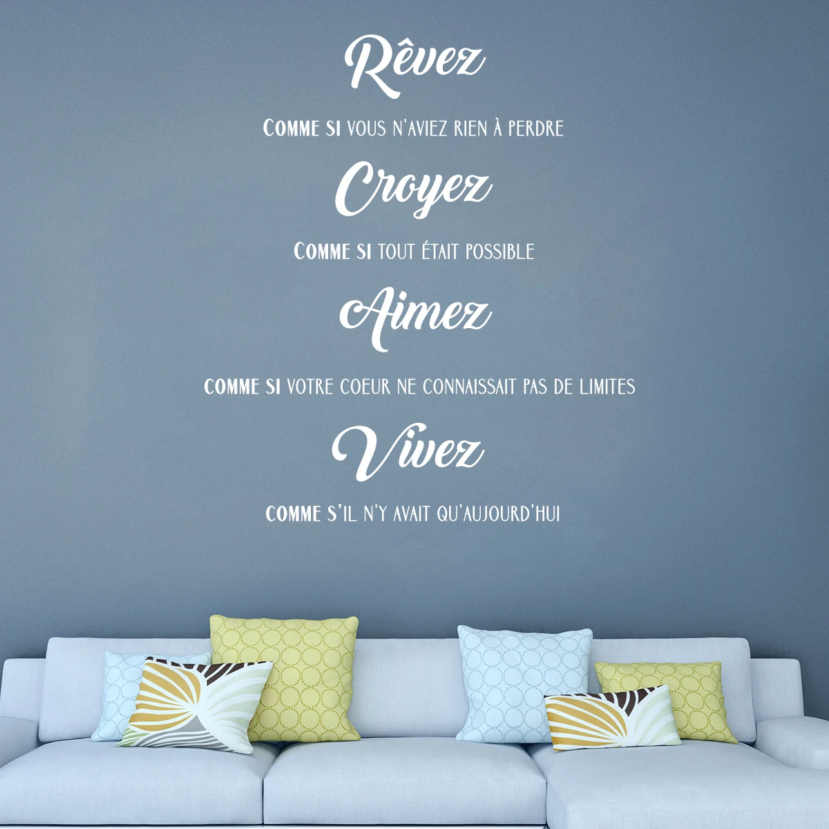 Stickers Citation Revez Croyez Aimez Vivez Vinyl Wall Art Decal Living Room Home Decor Poster Wall Decor House Decoration Wall Stickers Aliexpress