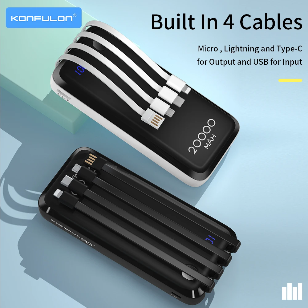 

Внешний аккумулятор со встроенным кабелем, 20 см, быстрая зарядка, вход USB C, портативное зарядное устройство для Samsung Galaxy, Xiaomi, Huawei