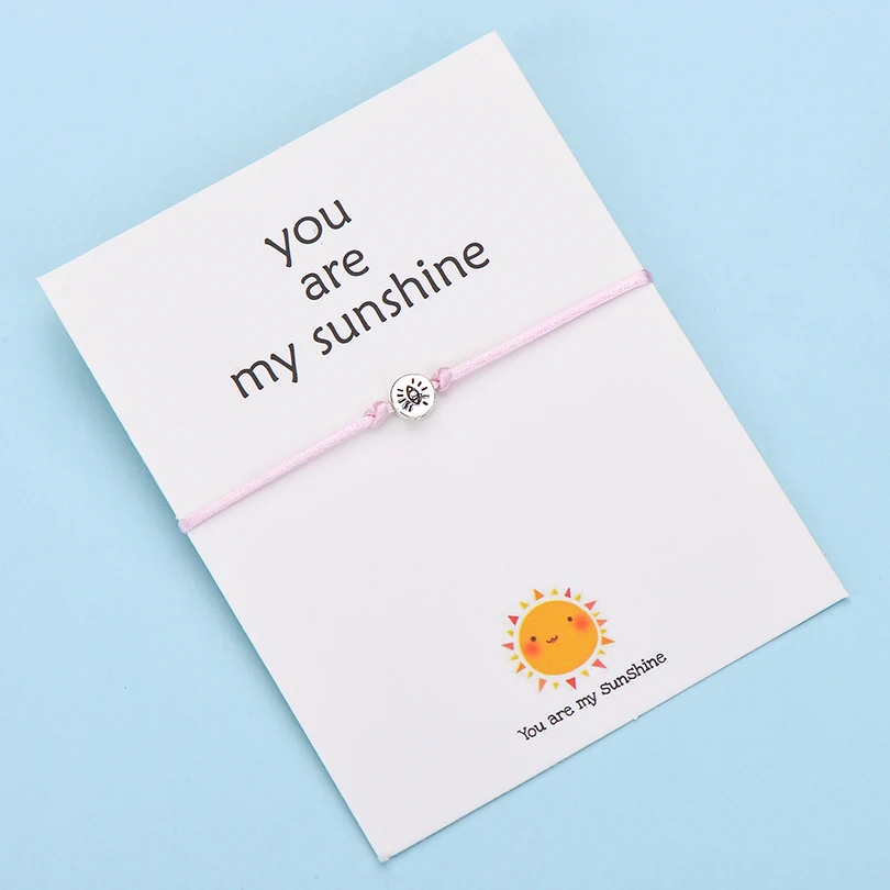 IYOE Wish Card You Are My Sunshine браслеты с глазами для женщин и мужчин, подарок на день рождения, винтажный браслет ручной работы с красной нитью