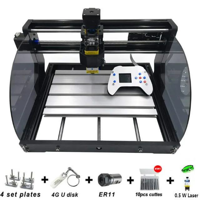ЧПУ 3018 PRO Max лазерный гравер, деревообрабатывающий станок GRBL ER11 DIY гравировальный станок для дерева PCB, мини гравер с автономным управлением - Color: with 500mw laser