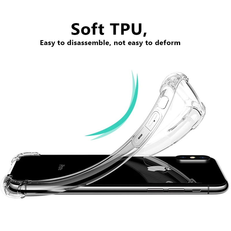 Мягкий силиконовый чехол из ТПУ для iPhone 6 6S 7 plus 8 11 pro max на Прозрачный телефона Xs