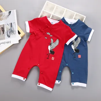 

Fashion Children's baby girl clothes cotton o-neck Newborn Infant Baby Boys New Year Embroidery Romper Jumpsuit Outfits H4