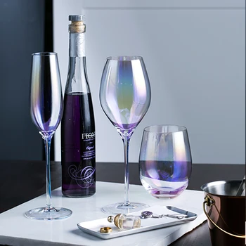 

CRYSTAL GLASS WINE CUP RAINBOW PLATING GLASS ULTRA-THIN GLASS WINE CUP COCKTAIL GLASS WHISKEY CUPS COLOR WINE GOBLETS HOME DRINK