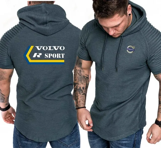 Мужская толстовка с коротким рукавом и капюшоном с принтом Volvo, мужские летние толстовки с капюшоном, рубашки, пуловеры в стиле хип-хоп, спортивный костюм с капюшоном, топы, футболки - Цвет: 11