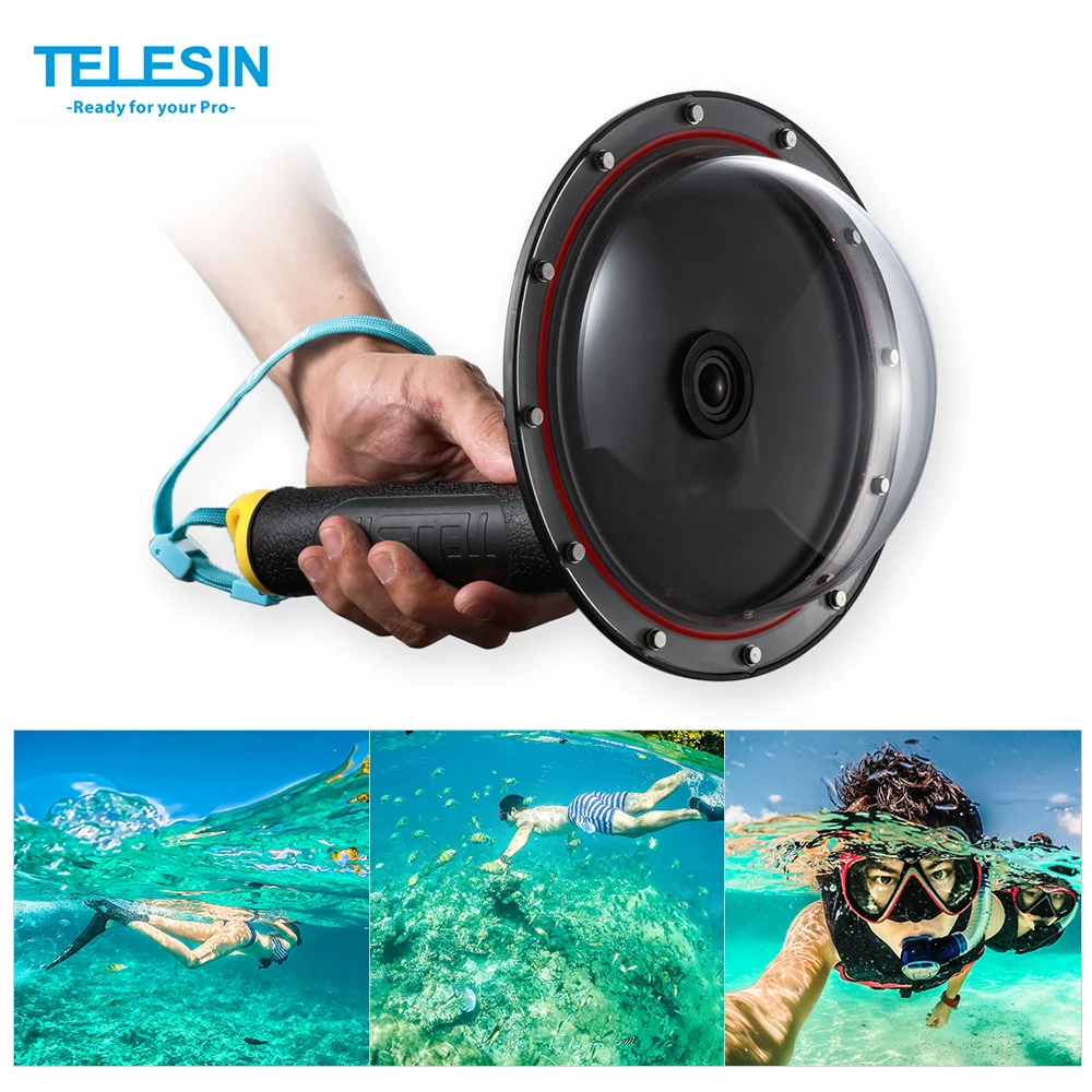 

TELESIN 6" Dome Port for SJCAM S6 S7 Action Camera Underwater Diving Transparent Lens Housing Dome with Floaty Grip