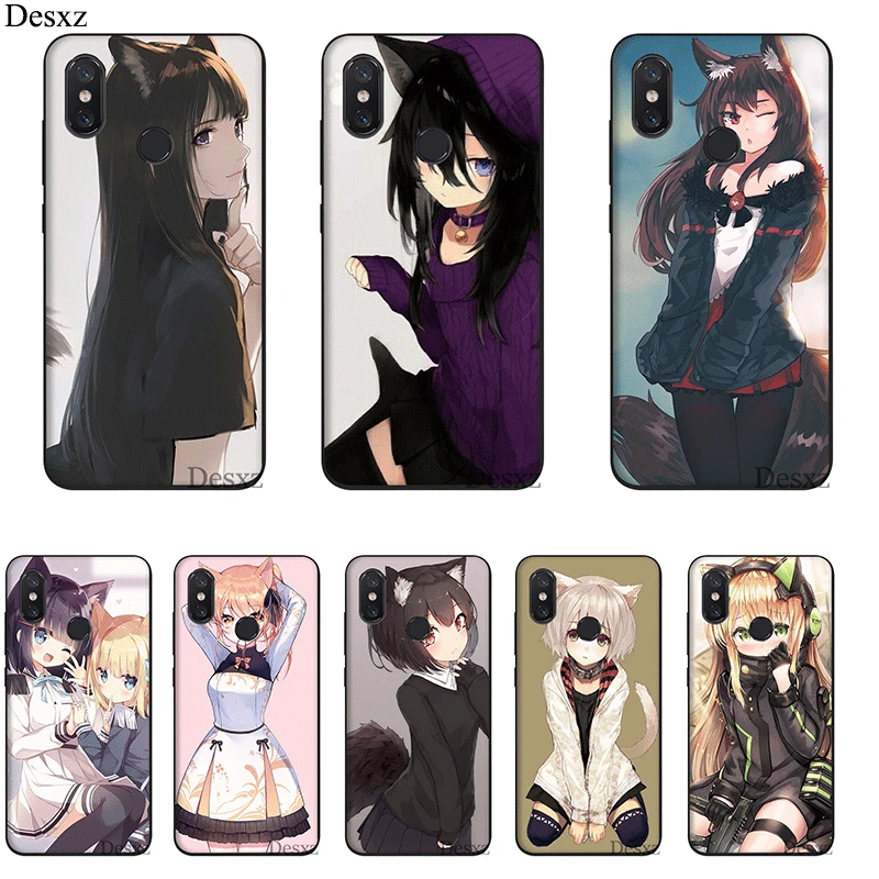 Cat ear girl for Xiaomi Mi F1 A1 2 3 Lite Pro 5X 6X 10 Mis2s max3 Note10 soft plastic phone case | Мобильные телефоны и