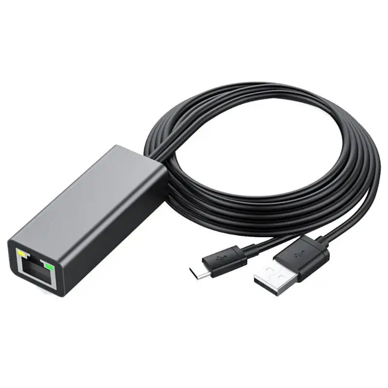 Gray 1 м Micro USB Ethernet адаптер 100 м LAN Карта Micro USB в RJ45 конвертер 2 в 1 Многофункциональный видео кабель для Chromecast tv Stick - Цвет: Gray