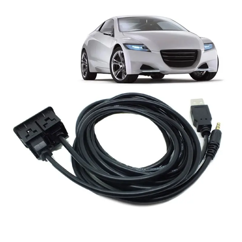 

1.5M Car Dash Flush Mount USB Port Panel 3.5mm AUX USB Extension Cable Adapter Q84E