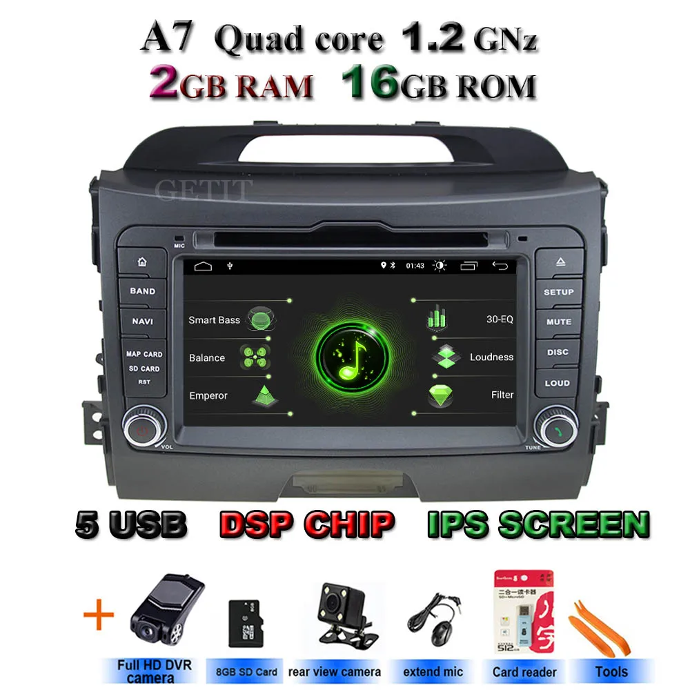 Ips Android 9,0 4G 64G Автомобильный dvd-плеер для Kia SPORTAGE 2010-2012 gps радио - Цвет: A7-Cams