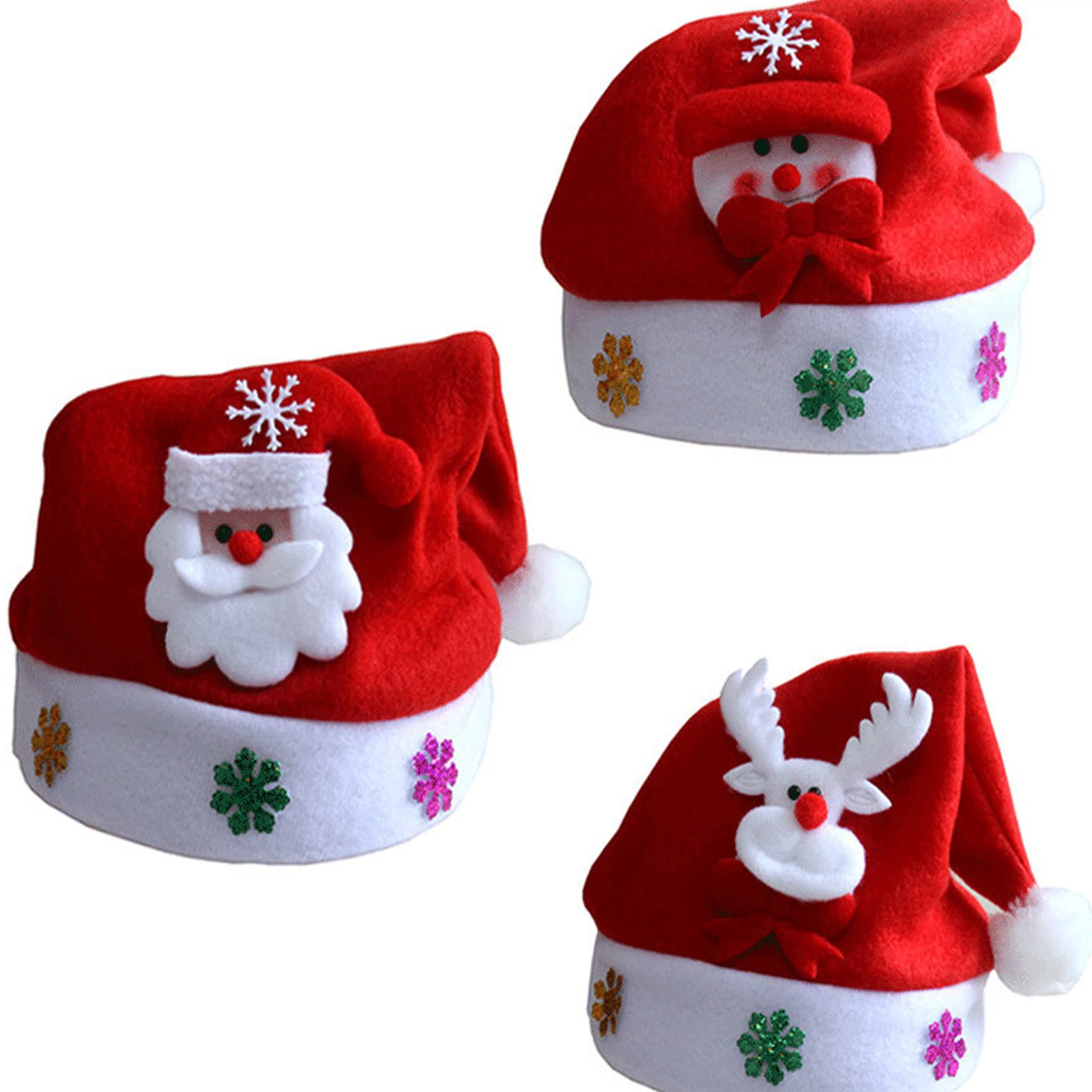 1pcs Santa Claus Reindeer Snowman LED Christmas Hat Cap For Xmas Festival New Year Party Decoration Kids Gift | Дом и сад