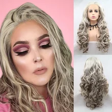 Sylvia синтетический парик на кружеве блонд объемные волнистые парики для женщин смешанный коричневый косплей парик естественный вид бесклеевой парик термостойкий