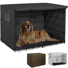 Pet Dog Kennel Cover 210D Oxford Dustproof Waterproof Durable Dog Cage Dust Cover Outdoor Foldable Universal Dog Cage Accessory