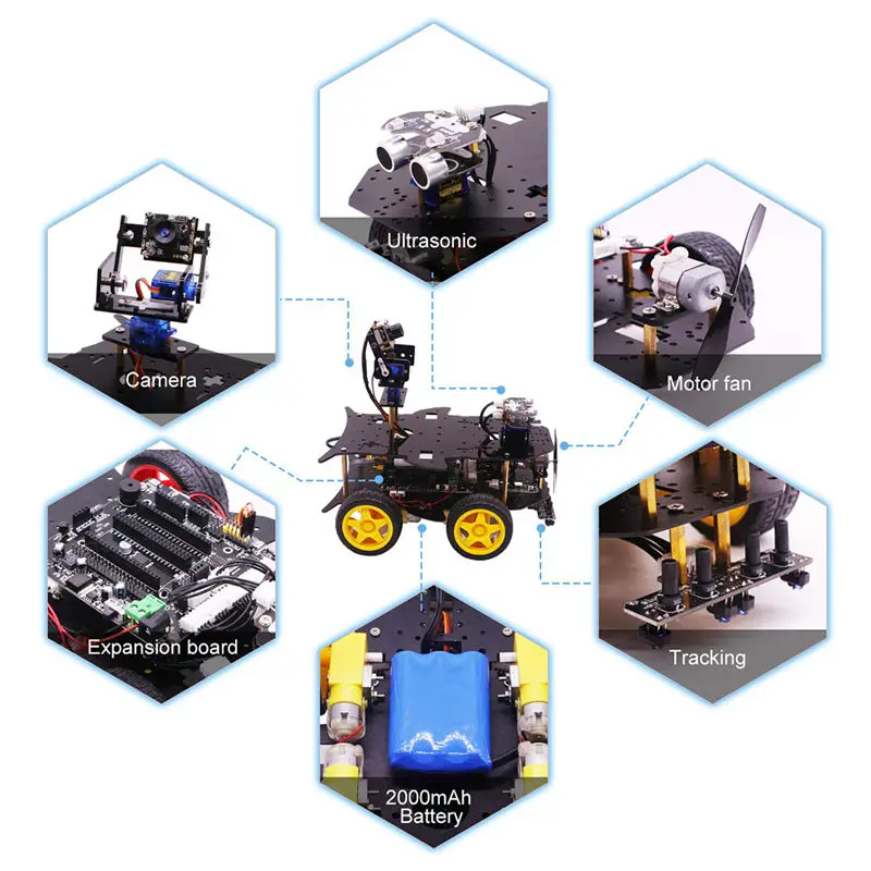  Bluetooth Ultimate Starter Programmable Smart Robot Car Kit With Camera 4WD Electronics DIY Toy Kit