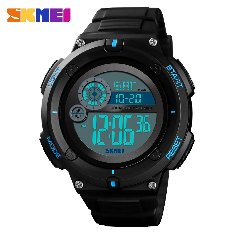 SKMEI 5bar Waterproof WeekDisplay 2 Time Alarm Clock Men Watches Outdoor Sport Watch Digital Wristwatch erkek kol saati 1481 | Наручные