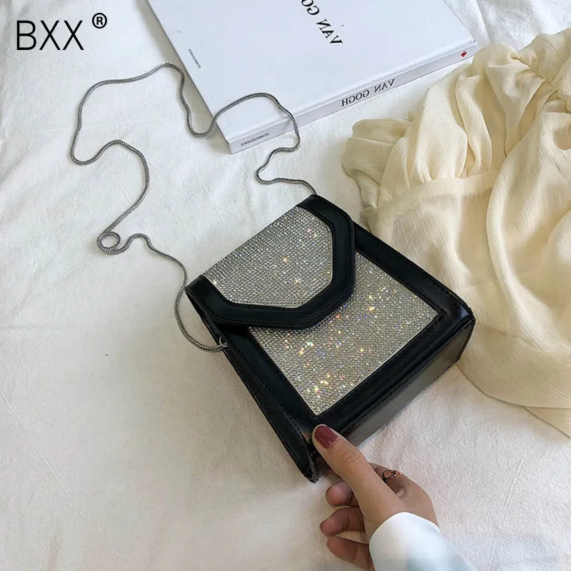 

[BXX] Patent Leather PU Leather Crossbody Bags For Women 2020 Chain Fashion Small Shoulder Messenger Bag Female Handbags HL163