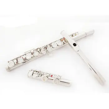

16-key Closed Hole C Flute Nickel-plated Flute Plus E-key Colored Flute Case Cleaning Rod Cloth Joint Grease and Gloves