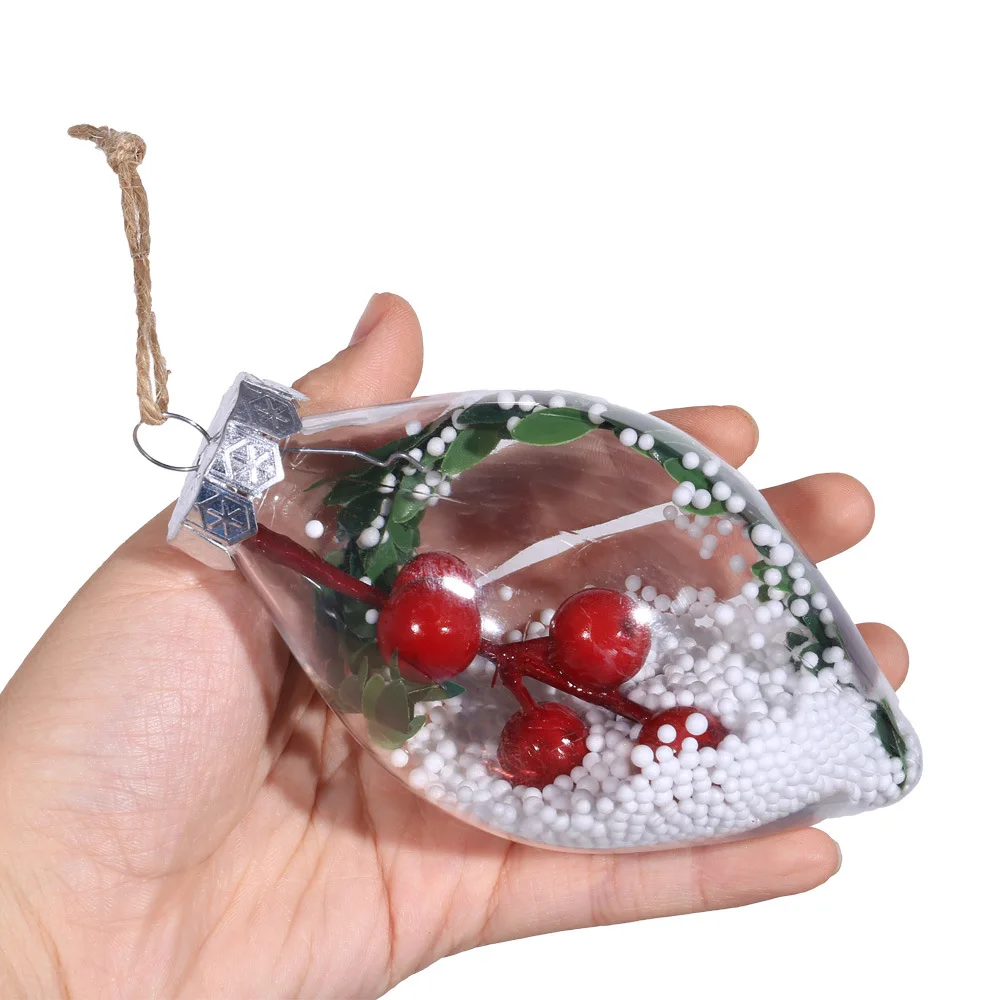 B-Christmas Tree Decorations Ball Transparent Open Plastic Clear Bauble Hanging Ornament Gift Present Box Decoration