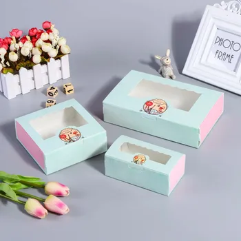 

40 pcs Paper box windows kids birthday circus cake kraft gift paper packaging box for food baking sweet candy cookies supplier