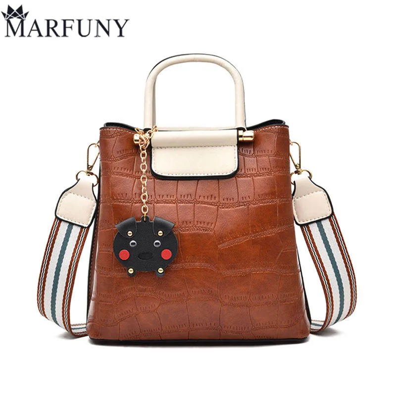 

2019 New Women's Bag Fashion Stone Pattern Bucket Slung Female PU Soft Leather Bag Woman Famous Luxury Brand Handbag Sac A Dos
