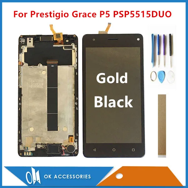 5," для Prestigio Grace P5 PSP5515DUO PSP5515 ЖК-дисплей с кодирующий преобразователь сенсорного экрана в сборе датчик с рамкой+ лента для инструментов