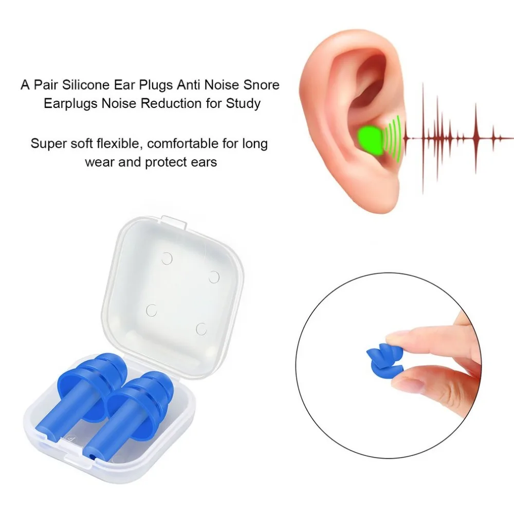 1 pair Silicone Ear Plugs Anti Noise Snore Earplugs Hearing Protecter For Sleep 