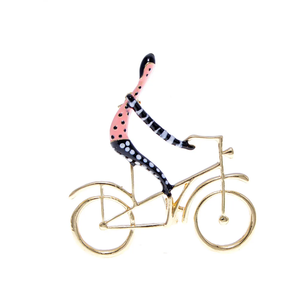 CINDY XIANG Enamel Ride Bike Brooches for Women Fashion Creative Design Jewelry 3 Color Avaible High Quality New - Окраска металла: pink