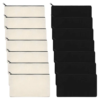 

14PCS Canvas Makeup Bags Zipper Pouch Bags Pencil Case Blank DIY Craft Bags Cosmetic Pouch for Travel DIY Craft School