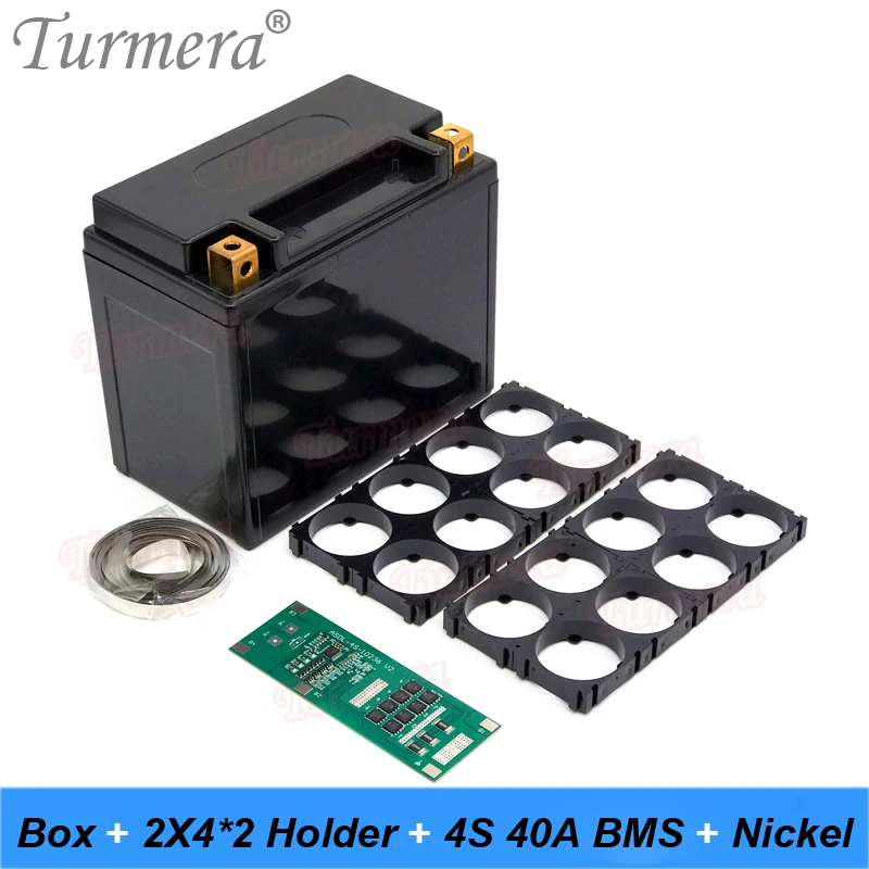 Turmera-12V 32700 Lifepo4 배터리 보관함 2x4 홀더 니켈 4s 40A 12.8V 밸런스 BMS, 무정전 전원 공급 장치 사용