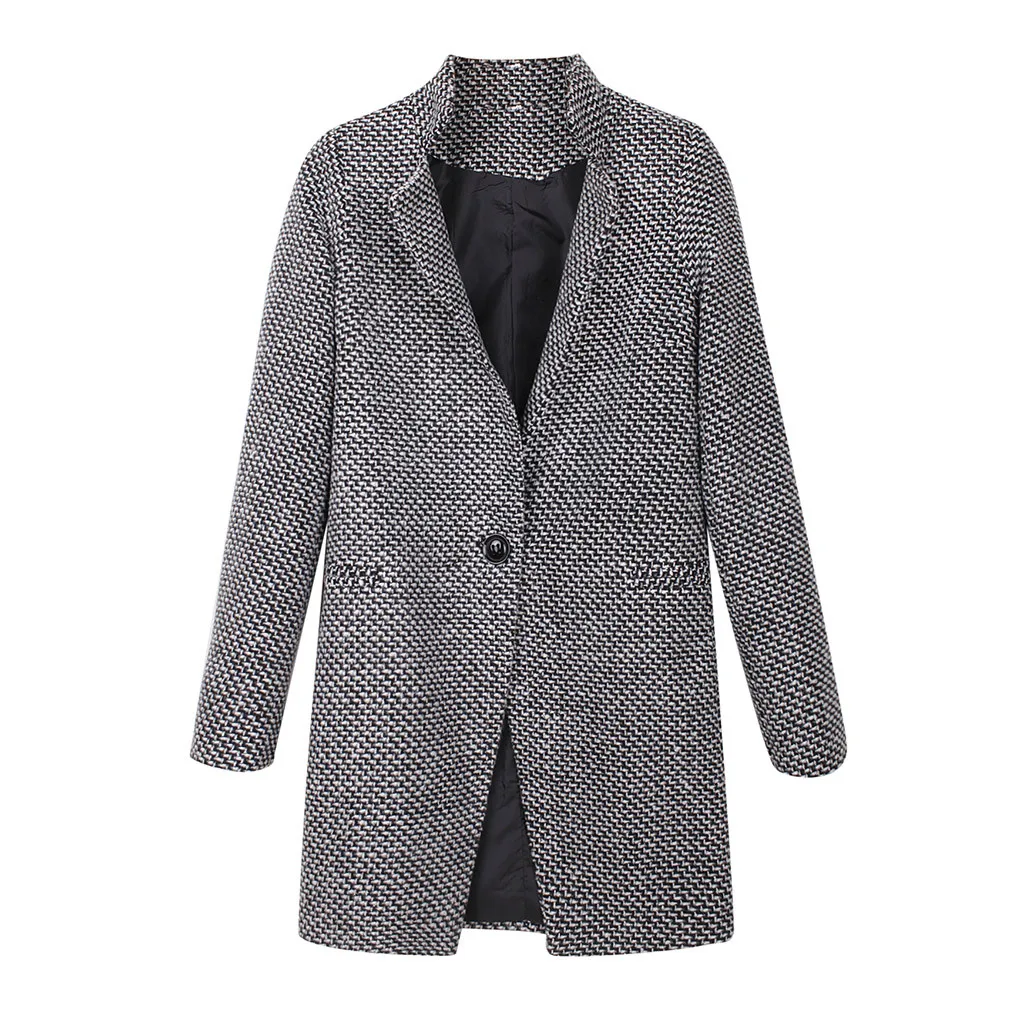Весна осень Женское шерстяное клетчатое пальто новая мода длинное шерстяное пальто облегающего типа женские зимние шерстяные куртки женские Abrigos# J30
