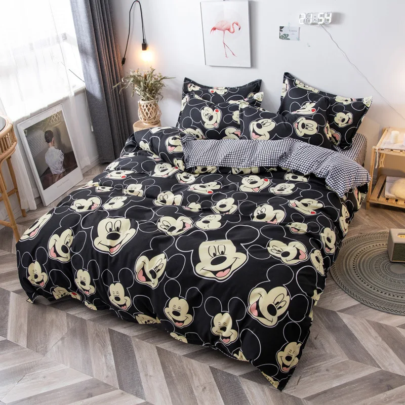 Disney Donald Duck Bedding Sets Bed Sheet Mickey Minnie Mouse Duver Quilt cover Pillowcases Soft Comforter cover Set King Queen