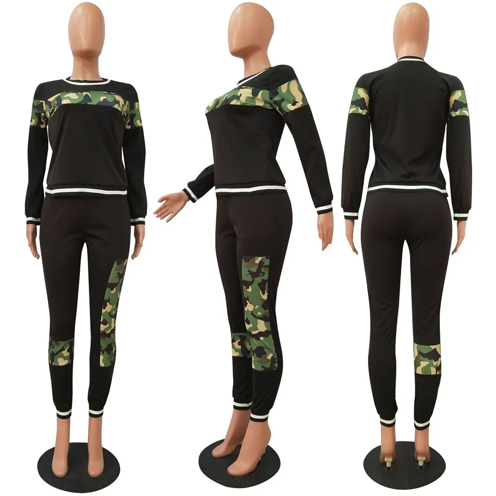 thumbnail image 1 of Conjunto de dos piezas de camuflaje de leopardo 2024, traje deportivo para mujer, sudadera de manga larga y pantalones deportivos, chándal informal para correr para mujer, 1 of 5
