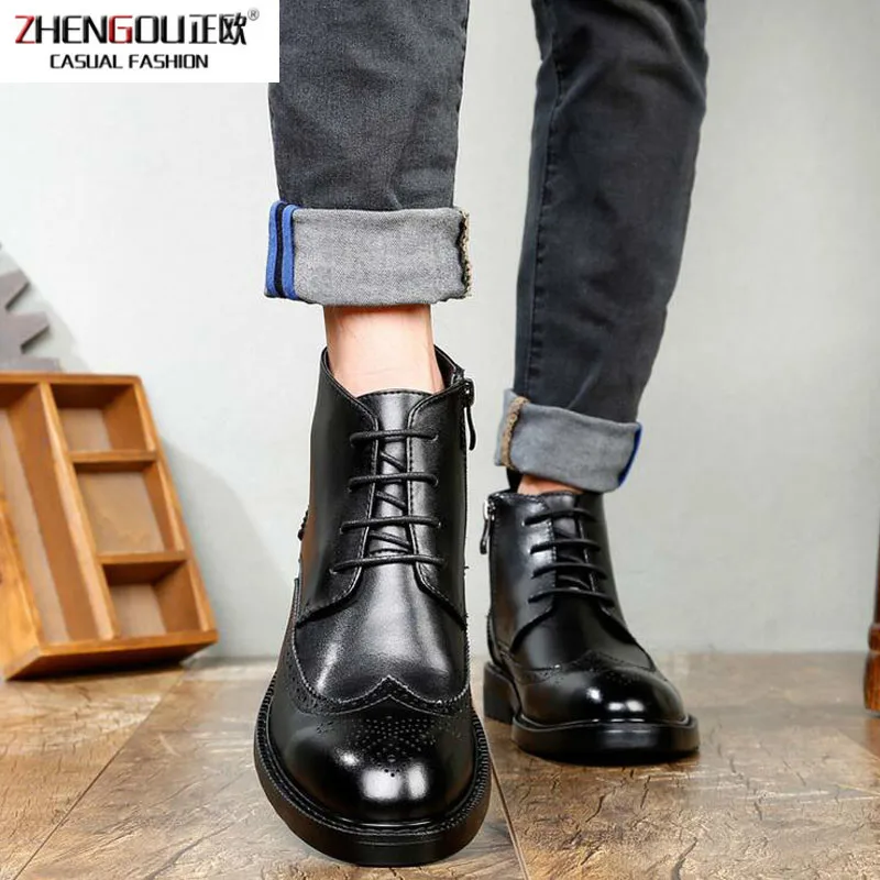 

Boots New Men Genuine Leather Boots Large Size Men Casual Boots Lace-up Bullock Boots Men Black Spring/autumn Shoes