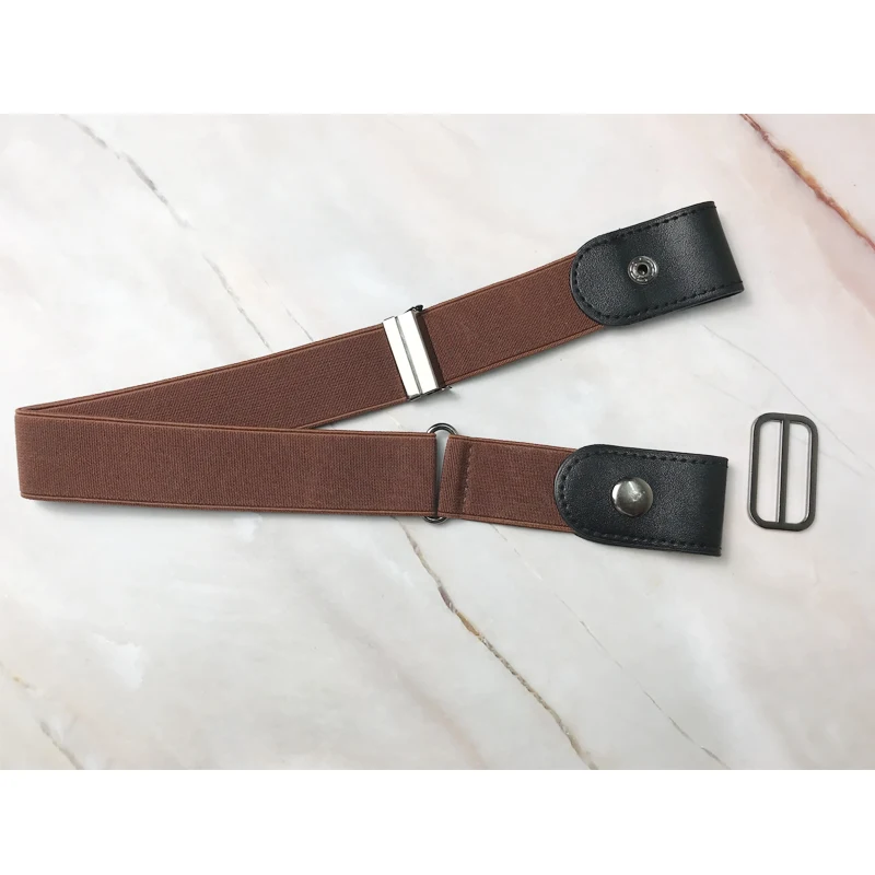 dark brown belt Ремень женский Кожаный поясной ремень без пряжки легкие ремни для женщин Мужчин cinturon mujer джинсы брюки стрейч невидимый скрытый эластичный секретный - Цвет: dark brown belt