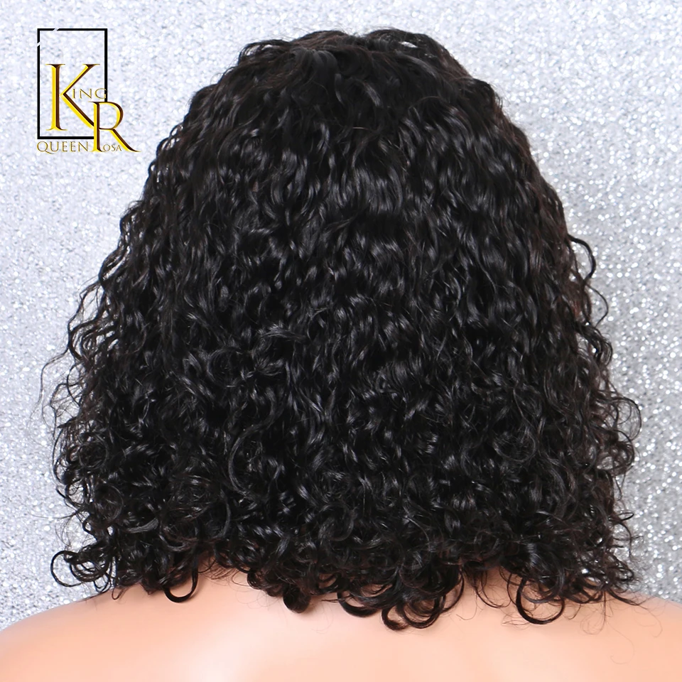 Glueless 13x4 кружевные передние человеческие волосы парики для черных женщин короткий Боб кудрявый парик предварительно выщипанный Отбеленный узел Remy бразильские волосы VSBOB