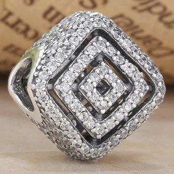 

Original Openwork Shimmering Geometric Lines With Crystal Beads Fit 925 Sterling Silver Bead Charm Bracelet DIY Jewelry