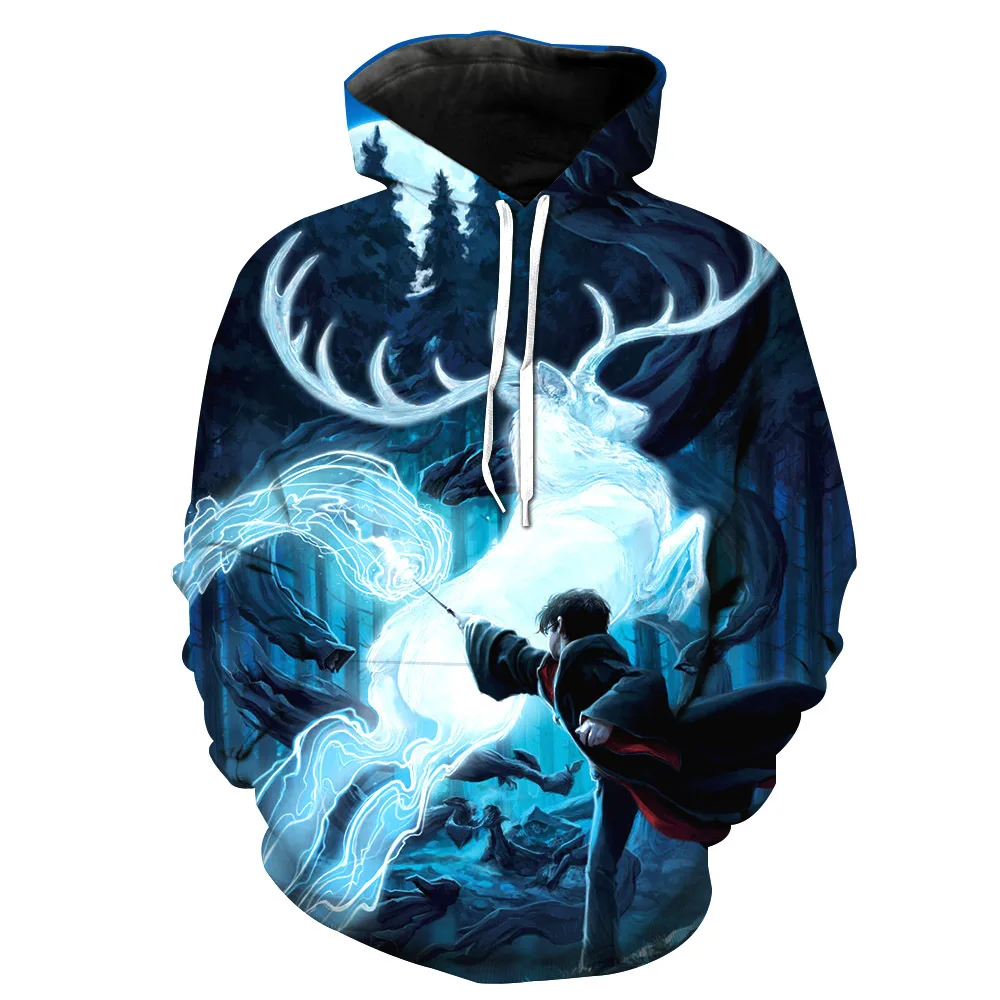 Wizardry 3D Толстовка с принтом и карманом Ravenclaw Gryffindor для взрослых унисекс Толстовка костюм толстовки Мужская одежда - Цвет: S