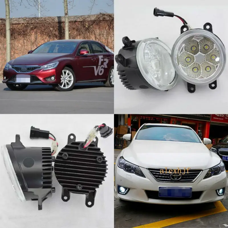 

July King 18W 6500K LED Daytime Running Lights DRL Fog Lamp case for Toyota Reiz Markx 2010-2018, over 1260LM/pc