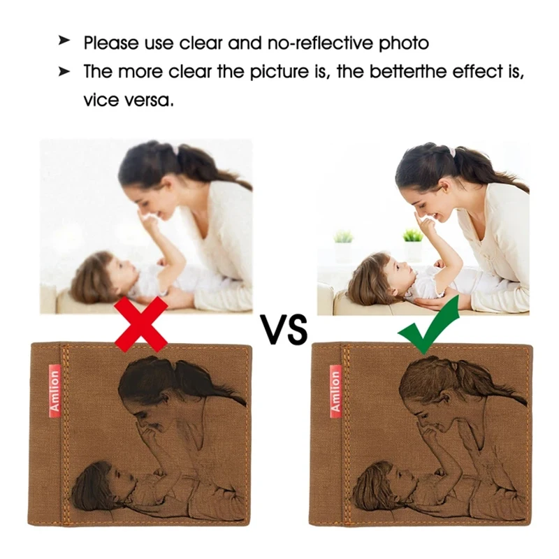 남성 새겨진 사진 지갑, 고품질 PU 가죽 짧은 지갑, 맞춤형 사진 지갑, 축제 남성용 맞춤 선물