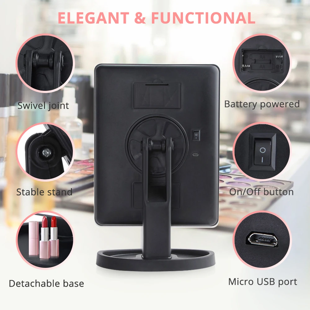 Зеркало для макияжа с подсветкой USB шнур косметическое зеркало 22 светодиодный