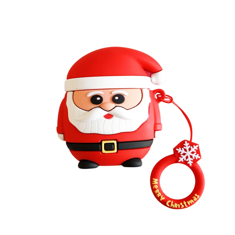Santa Claus Милый чехол FONKEN для Airpods 1 2, защитный силиконовый чехол с изображением рождественской елки Санты для Apple Air Pods, зарядная коробка - Цвет: Santa Claus