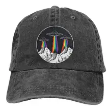 Мужская/Женская регулируемая бейсболка из джинсовой ткани s LGBT Rainbow UFO Pride Snapback cap
