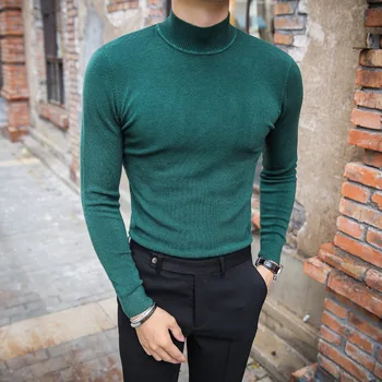 

MRMT 2020 Brand Men's Sweater Pure Color Knitting Pullover for Male Long Sleeves Semi-high Neck Casual In The Collar Sweater